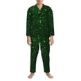 thumbnail image 3 of Naloa Green Sparkling Men’s Pajamas Set - Long Sleeve Button Down Sleep Shirt and Pajama Bottoms Sleepwear Set-X-Large, 3 of 7