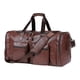 thumbnail image 2 of Bolsa de viaje tipo duffel, bolso de gimnasio, bolso de fin de semana de piel sintética, bolso para teléfono y ropa. Marrón oscuro, 2 of 9