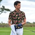 thumbnail image 4 of Cauagu Rose Flowers Print Men's Polo Shirts, Short-Sleeve Polo Shirts for Men Performance Golf Shirt Athletic Casual Collared T-Shirt-Medium, 4 of 8