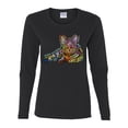 thumbnail image 3 of First We Still Your Heart Then Your Bed | Funny Neon Colorful Cat | Dean Russo Art Animal Lover Womens Long Sleeve T-Shirt, Black, X-Large, 3 of 6