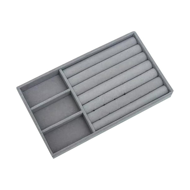 Caja de almacenamiento de joyería 3+1 gris, organizador de escritorio, bandeja de maquillaje, aretes de botón, pulsera, estante para anillos