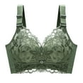 thumbnail image 2 of Bigersell Full-Coverage Wireless Bra Women Comfort Strap Push-up Lace Bras No Underwire Back Hook and Eye Closure No Wire Brassiere Ladies V-Neck Padded Bralette Everyday Wire-Free Bras Green L, 2 of 3