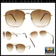 thumbnail image 2 of Mens Classic Double Bridge Rectangular Metal Rim Mobster Sunglasses Gold - Brown, 2 of 7