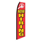 SSWBasics Red Yellow White "Now Hiring" Wave Flag (134"H x 32"W )