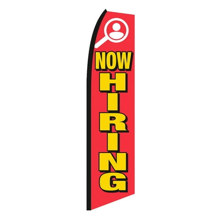SSWBasics Red Yellow White "Now Hiring" Wave Flag (134"H x 32"W )