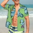 thumbnail image 7 of Kll Men'S Hawaiian Shirt Short Sleeve Button Down Beach Shirts-Motorcycle Riding Dinosaur, 7 of 7