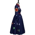 thumbnail image 2 of Elegant Printed Blue Dress Solar System Long Sleeves Dress, 2 of 7