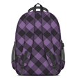 thumbnail image 3 of Purple and Black Checkered Pattern Backpack for School, Cute School Bag with Adjustable Shoulder Straps and Padded Back, 16.9"x12.6"x5.9", 3 of 5