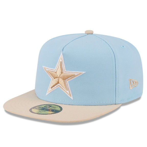 Men's New Era Light Blue/Light Beige Dallas Cowboys Two-Tone Color Pack A-Frame 59FIFTY Fitted Hat