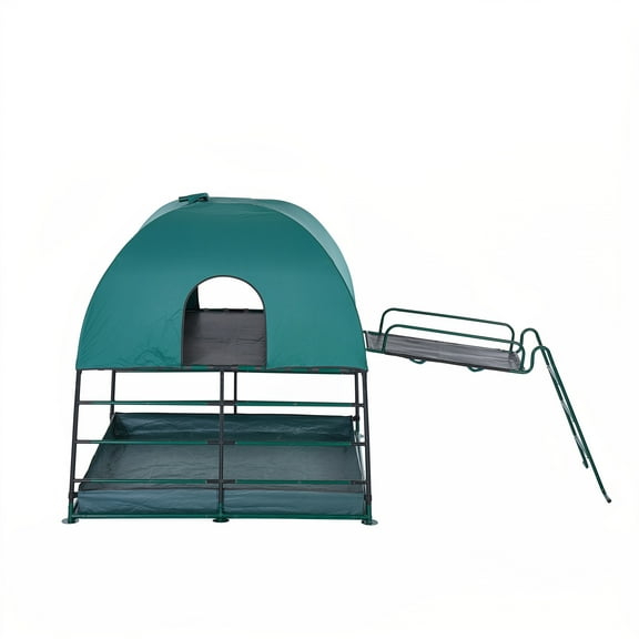 JumpKing Climbing Den & Bridge Attachment — Two-Level Play Structure with Pit Base and Sloped Ladder Bridge for Safe Outdoor Active Play | For Kids Ages 6 and Up