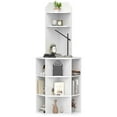 thumbnail image 1 of Costway 6-Tier Corner Shelf 63" Tall Corner Bookshelf with 2 USB Ports & Charging Station White, 1 of 9