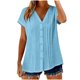 thumbnail image 5 of Camisetas de Manga Corta Extra Larga para las Mujeres con Cuello en V Botón Placa con Cuello Blusa de Túnica, Camisa de Manga Larga Azul Claro Mujeres, 5 of 8