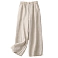 thumbnail image 6 of Asgosdo Women Wide Leg Pants Cotton Linen High Elastic Waisted Solid Color Summer Cropped Pants Casual Soft Trousers with Pockets, 6 of 6