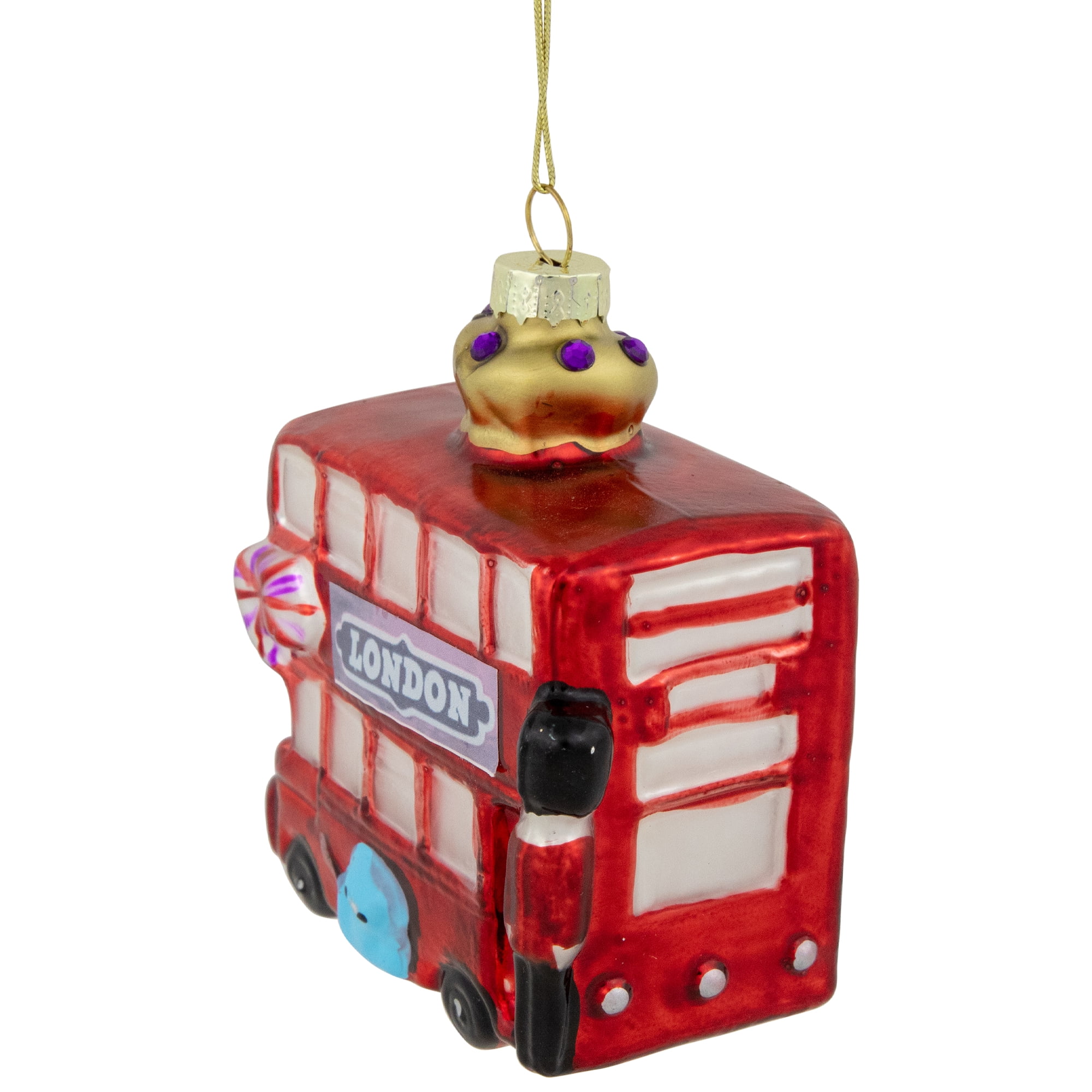 Northlight 3.5" Double-Decker Bus Glass Christmas Ornament