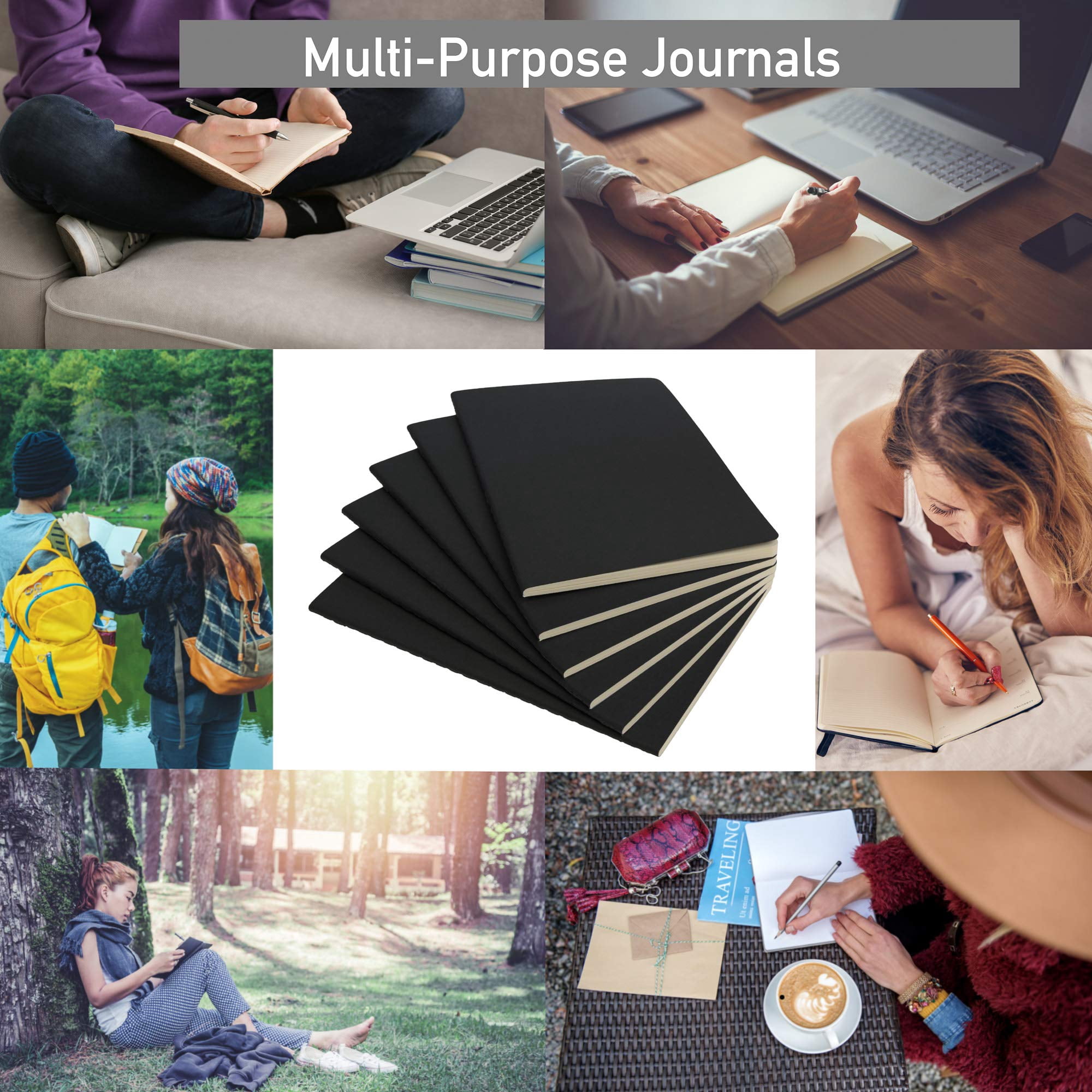 Simply Genius Journaling Notebooks - A5 (5.5 X 8.3in) 30-pack  Black Softcover 92 College Ruled Pages Writing Journal For Work Study & Professional Use