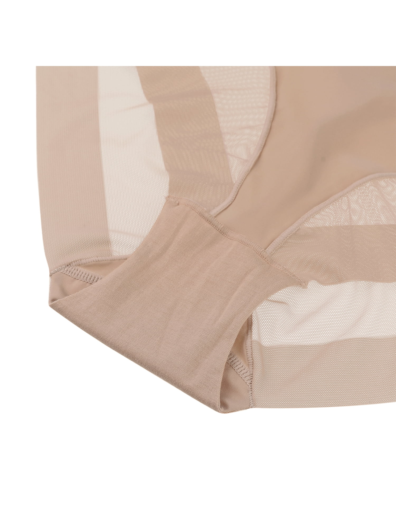 Unique Bargains Women's Plus Size Laser Cut Mesh High Rise Brief Stretchy Underwear Beige 1X