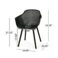thumbnail image 3 of GDF Studio Barbados Outdoor Modern Dining Chairs, Set of 2, Black, 3 of 11