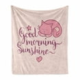 thumbnail image 1 of Saying Soft Flannel Fleece Throw Blanket, Hand-written Morning Sunshine Text and Sleepy Pink Cat Print, Cozy Plush for Indoor and Outdoor Use, 50" x 70", Peach Violet, by Ambesonne, 1 of 6