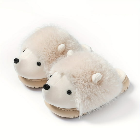 GYTY [Cute Hedgehog Slippers] Warm Hedgehog Plush Slippers - Cozy & Cute Women's Indoor/Outdoor Slip-Ons with Cartoon Design, Rubber Sole Footwear for Winter