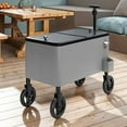 thumbnail image 2 of Uforic 80 Quart Rolling Cooler Cart with 360° Swivel Wheels, Outdoor Portable Beverage Ice Chest  Cart, with Bottle Opener, Silver, 2 of 9
