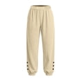 thumbnail image 6 of Women's Loose Cuffed Long Pants Baeitkot Women's Fashion Casual Solid Color Elastic Waist Pocket Loose Cuffed Long Pants Beige M, 6 of 6