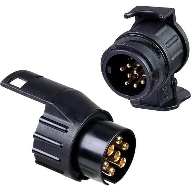 Adaptador de remolque Adaptador de remolque de 13 pines a 7 pines Conector convertidor de enchufe de remolque impermeable de 12 V para caravana, camión, RV, automóviles, barco - DKSFJKL