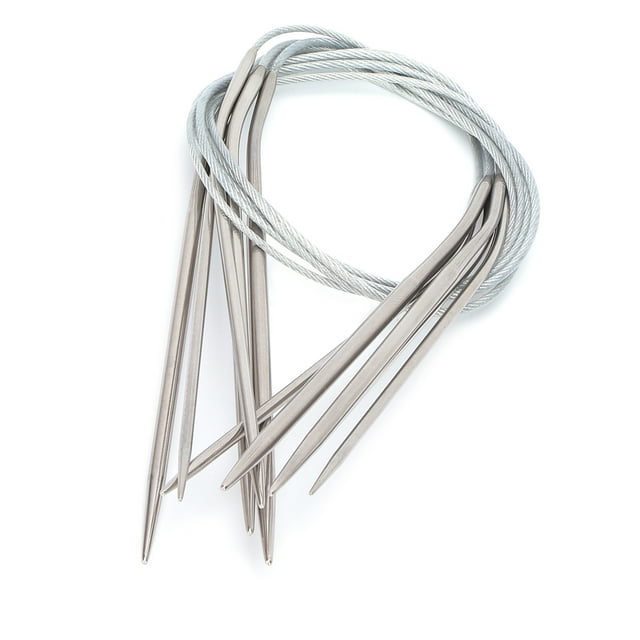 Smooth Stainless Steel Circular Knitting Needles Set, Durable Yarn Sliding Tips with Comfortable Grip for Basic Projects, Convenient Size Selection