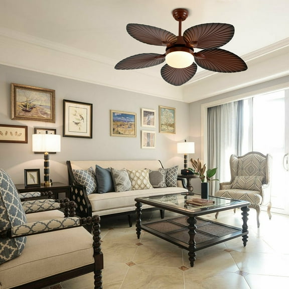 42 in Ceiling Fan w/ Light 3Color Changes Tropical Palm Leaf Shape Remote Control for living rooms, bedrooms