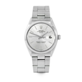 Pre Owned Rolex Date 1500 w/ Silver Stick Dial 34mm Men's Watch (Certified Authentic & Warranty Included)