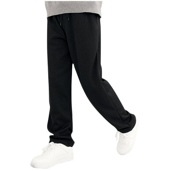 Gpaecead Boys Sweatpants With Straight Leg Boy Joggers With Drawstring & Pockets Open Bottom For Sports Outdoors 4-10 Years Black