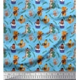 thumbnail image 1 of Soimoi Rayon Fabric Leaves,Musical Instruments & Animals Kids Fabric Prints By Yard 42 Inch Wide, 1 of 3