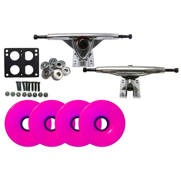 LONGBOARD Skateboard RAW TRUCKS 70mm PINK WHEEL Pack