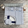 thumbnail image 2 of Ambesonne Marine Quilted Coverlet 3 Pcs, Holiday Seaman Ocean, King Size, Taupe Cream Navy Blue, 2 of 2