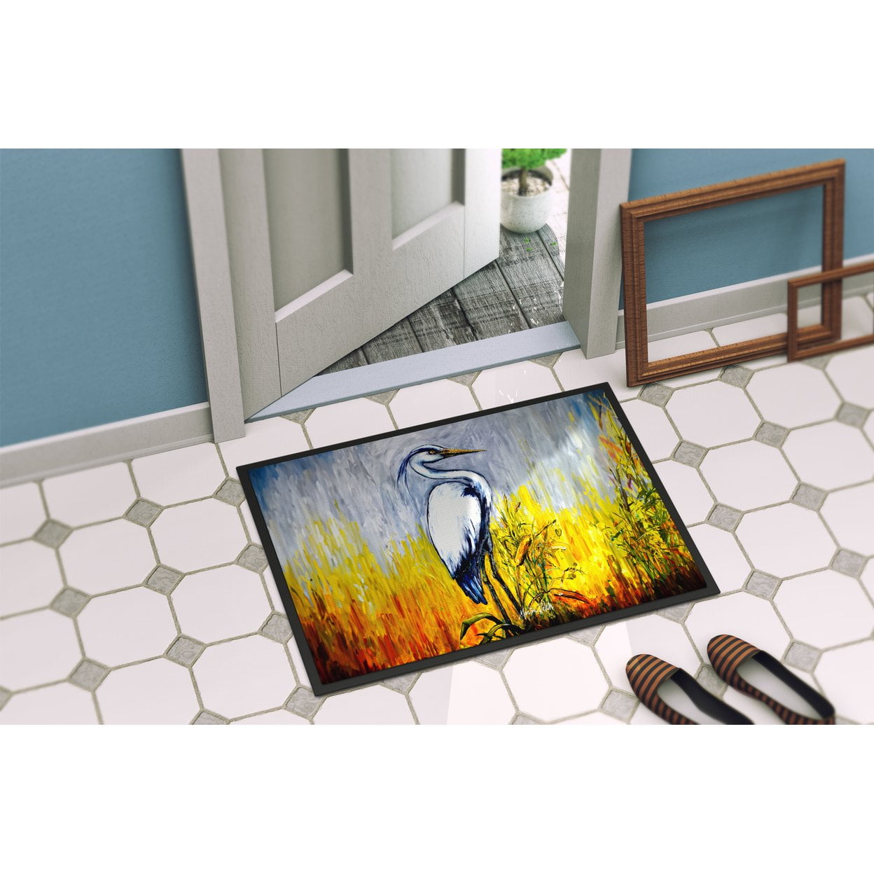 Carolines Treasures MW2037MAT 18 x 27 in. Cattin Around Heron Doormat