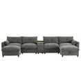 thumbnail image 6 of Harper & Bright Designs Modular Sectional Sofa Set with 2 Ottoman and Cup Holder, U-Shaped Couch with Console and Wide Seat, Oversized Chenille Upholstered Sectional Sofa with USB, Gray, 6 of 10
