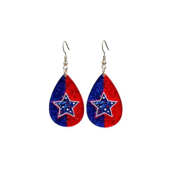 4th of July Patriotic Earrings for Women, Lightweight Red White Blue Flag Dangle Stud Earrings, Cute Teardrop Design for Independence Day Veterans Day Memorial Day