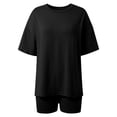 thumbnail image 5 of BOOMNY Womens 2 Peice Shorts Sets Solid Short Sleeve Tops Shorts Outfits for Women Summer Casual Matching Sets, 5 of 7