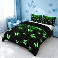 thumbnail image 2 of Homewish Bling Butterfly Bedding for Girls, Black Green Duvet Cover Full, Black Reversible, 3pcs 1 Duvet Cover and 2 Pillowcases, 2 of 6