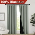 thumbnail image 2 of NICETOWN 100% Blackout Curtains 63 inches Long for Bedroom with Black Liner, 2 Layers Full Blackout Insulated Noise Reducing Drapes Rod Pocket, 42"x63", Greyish Green, Set of 2, 2 of 8