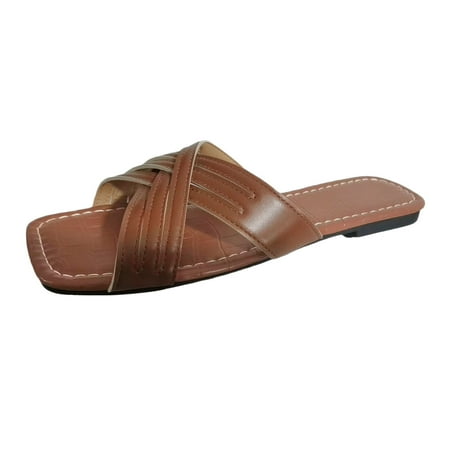 GHSOHS Womens Sandals Slippers Women s Thong Sandals Plus Size Sandal Women s Sandals With Arch Support Summer Simple Solid Soft Leather Flat Bottom Large Size Sandal Slippers Strappy Sandals for 7