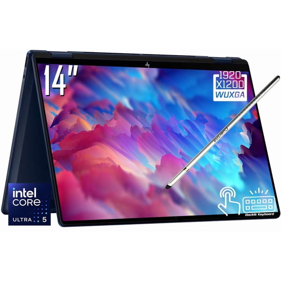 HP OmniBook X Flip 2-in-1 Copilot AI Laptop, 14" 2K 1920 x 1200 LED Touchscreen, Intel Core Ultra 5 226V, 5MP IR Webcam, Backlit KB, Stylus Pen, Win11 Home (16GB DDR5 RAM - 512GB SSD)
