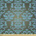 thumbnail image 2 of Ambesonne Brown and Blue Fabric by the Yard Microfiber, Curly Damask Motifs, 2 Yards, Taupe and Blue, 2 of 2