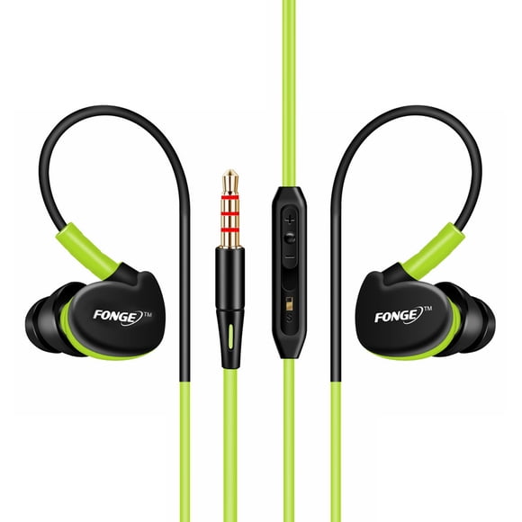 Prise Audio 3,5 mm Écouteurs Étanches Intra-Auriculaires Écouteurs Filaires Casque Basse avec Micro (Vert)