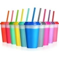 thumbnail image 2 of Triani Color Changing Cups with Straws & Lids: 12oz Cold Water Drinking Cups 10 Pcs Reusable Plastic Tumbler Bulk, 2 of 8