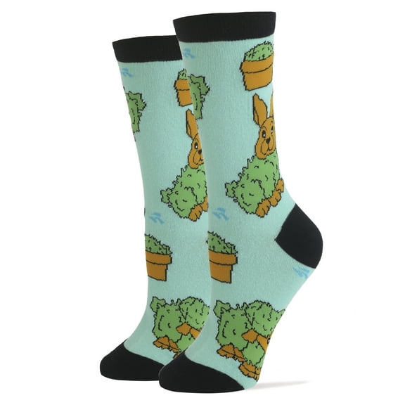 Oooh Yeah Women's Funny Novelty Crew Socks, Chia Bunny, Crazy Cool Fashion Socks, One Size