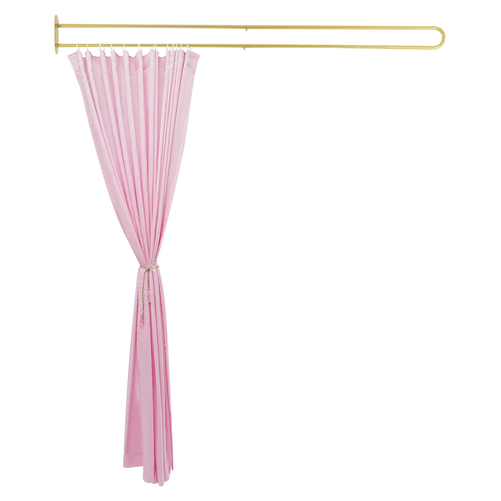 2M Privacy Partition Curtain Metal Support Wall Mounted U-Shape Room Divider for Offices, Conference Rooms, Beauty Salons