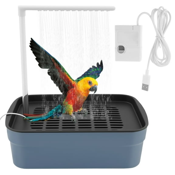 Keyohome Automatic ABS Bird Bath Shower with Circulating Faucet for Pet Bird Low Noise Parrot Bathtub Electric Cockatiel Bathing Pool for Budgie Lovebird