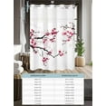 thumbnail image 6 of No Hook Cloth Fabric Shower Curtain with Snap in Liner, Cherry Blossoms Waterproof Shower Curtains Set with See Through Top Window, Pink Pastoral Modern Gradient Spring Bath Curtains Shower 60"x72", 6 of 6