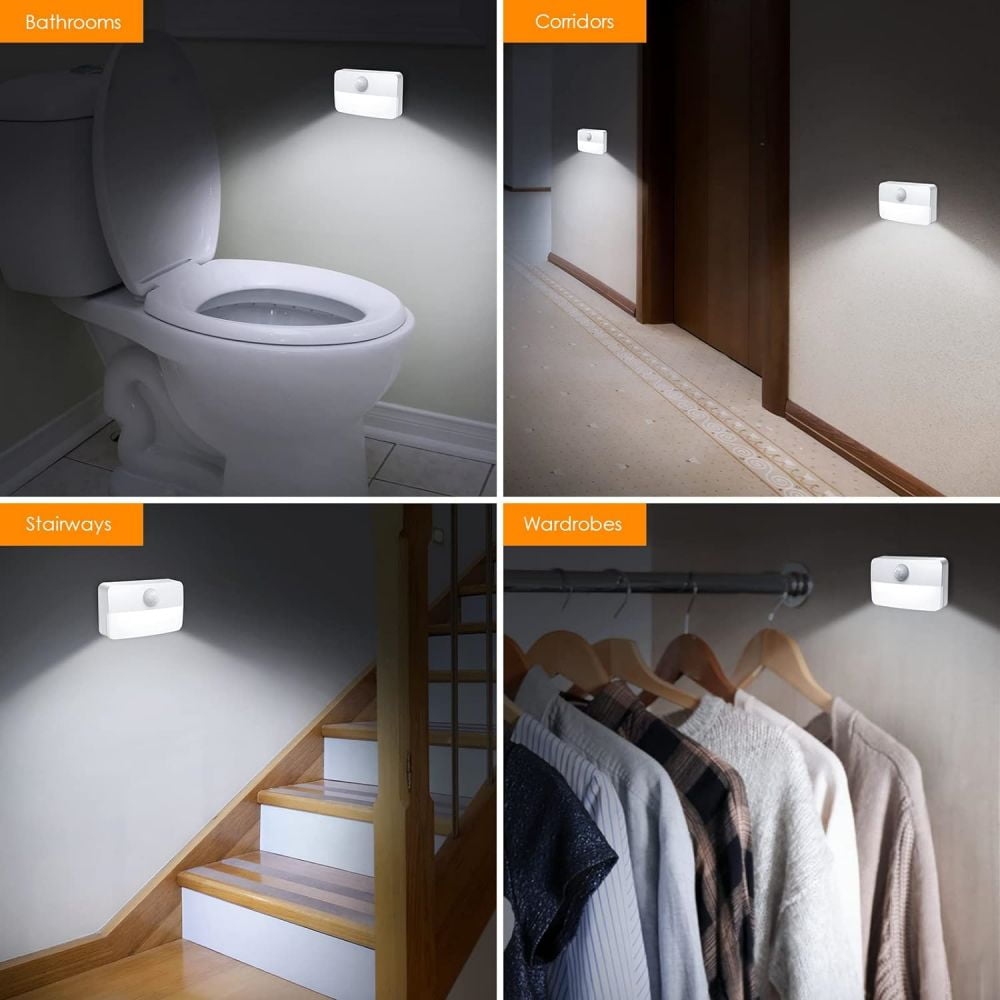 VIVIHEYDAY LED Night Light Lamp with Motion Sensor Dusk to Dawn Sensor Battery Operated Stair Lights, 1 Pack