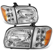 DNA Motoring For 05-07 Toyota Sequoia Tundra Crew Cab Chrome Amber Corner Headlight Lamps Pair
